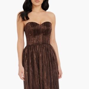 Dress the Population Audrina Strapless Gown in Mocha